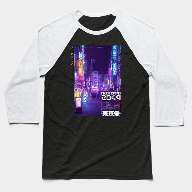 Tokyo Neon Garden Baseball T-Shirt by TKL